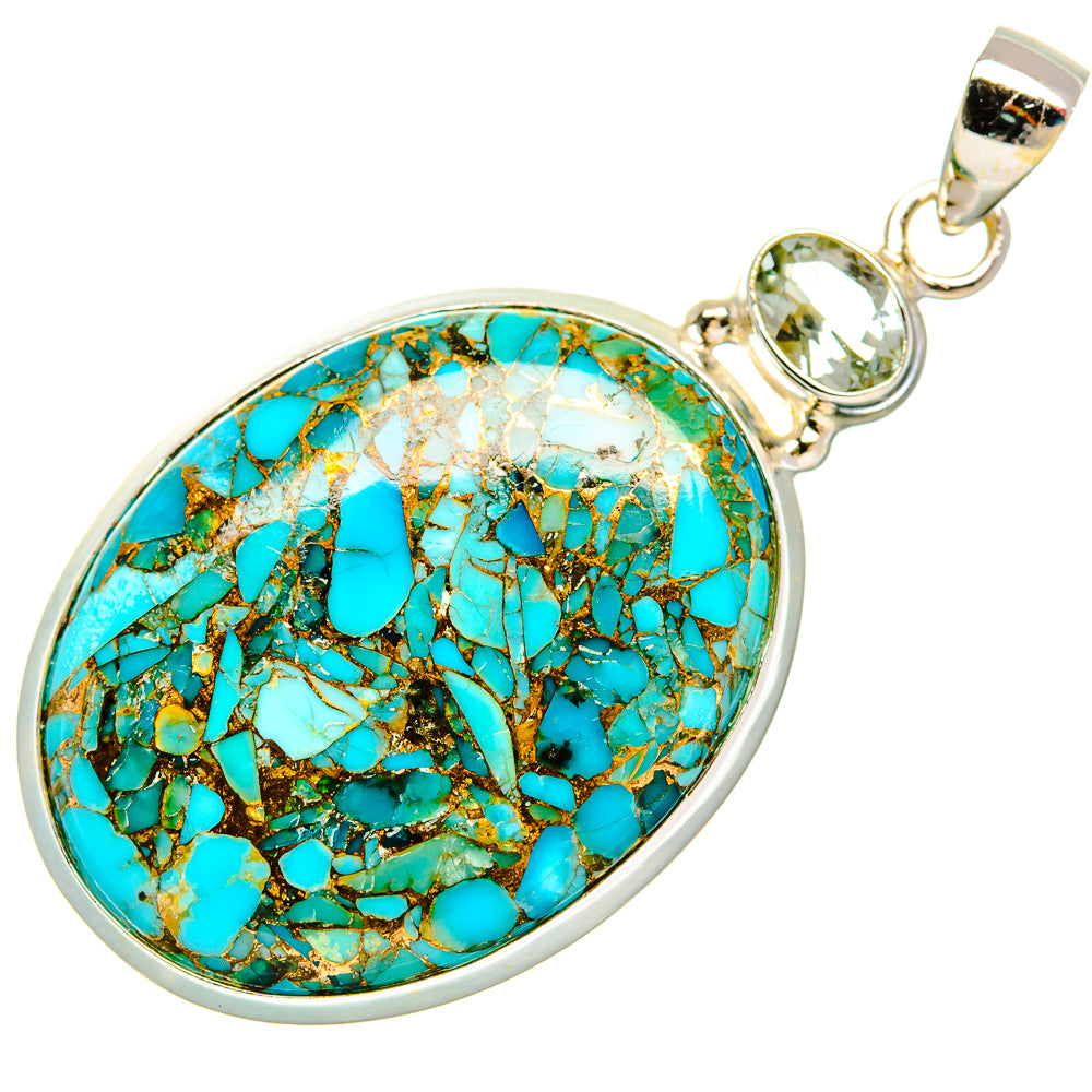Blue Copper Composite Turquoise Pendants handcrafted by Anasilvercos - PD32817 - Photo 2