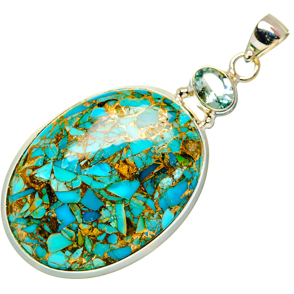 Blue Copper Composite Turquoise Pendants handcrafted by Anasilvercos - PD32819 - Photo 2