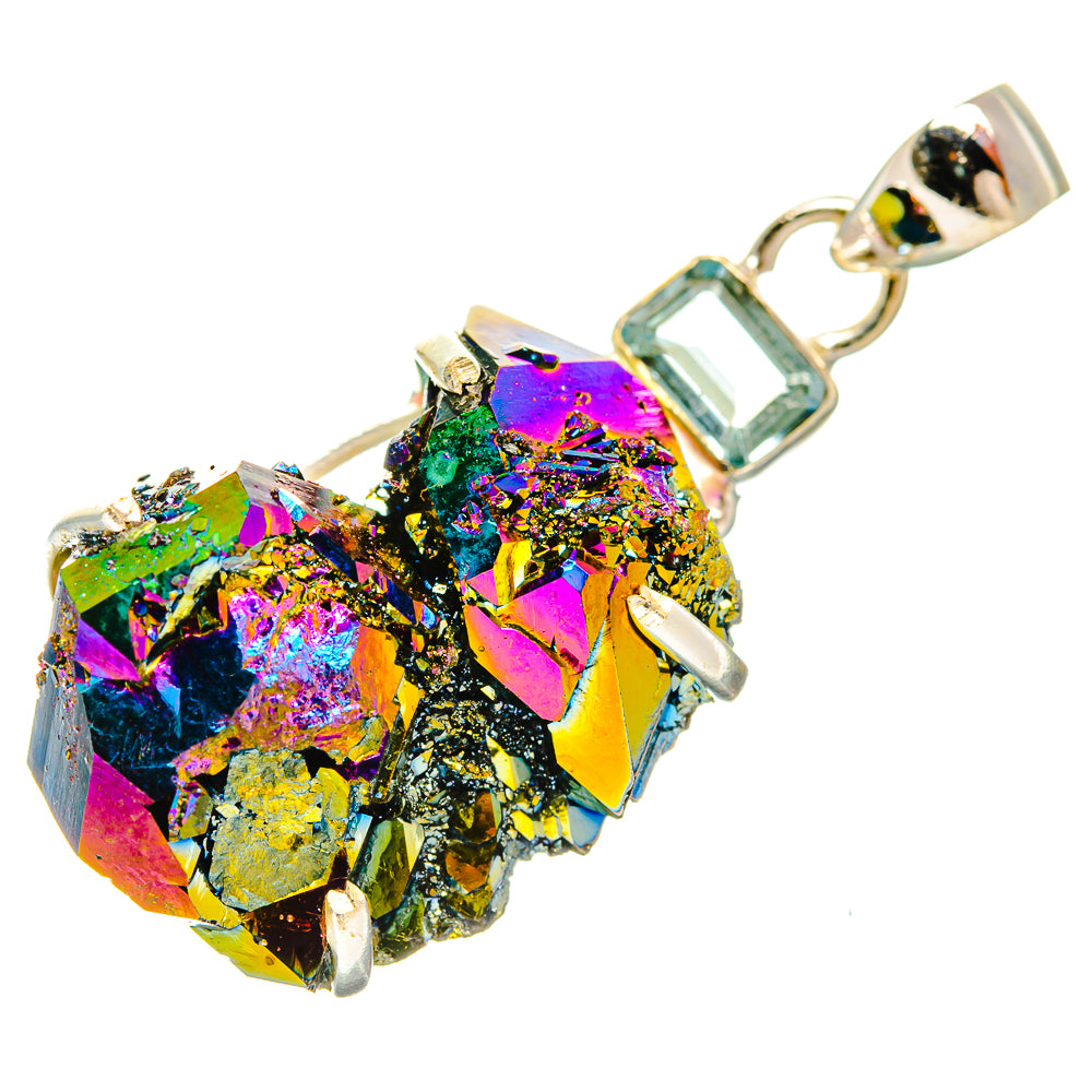 Titanium Sunshine Druzy Pendants handcrafted by Anasilvercos - PD32894 - Photo 2
