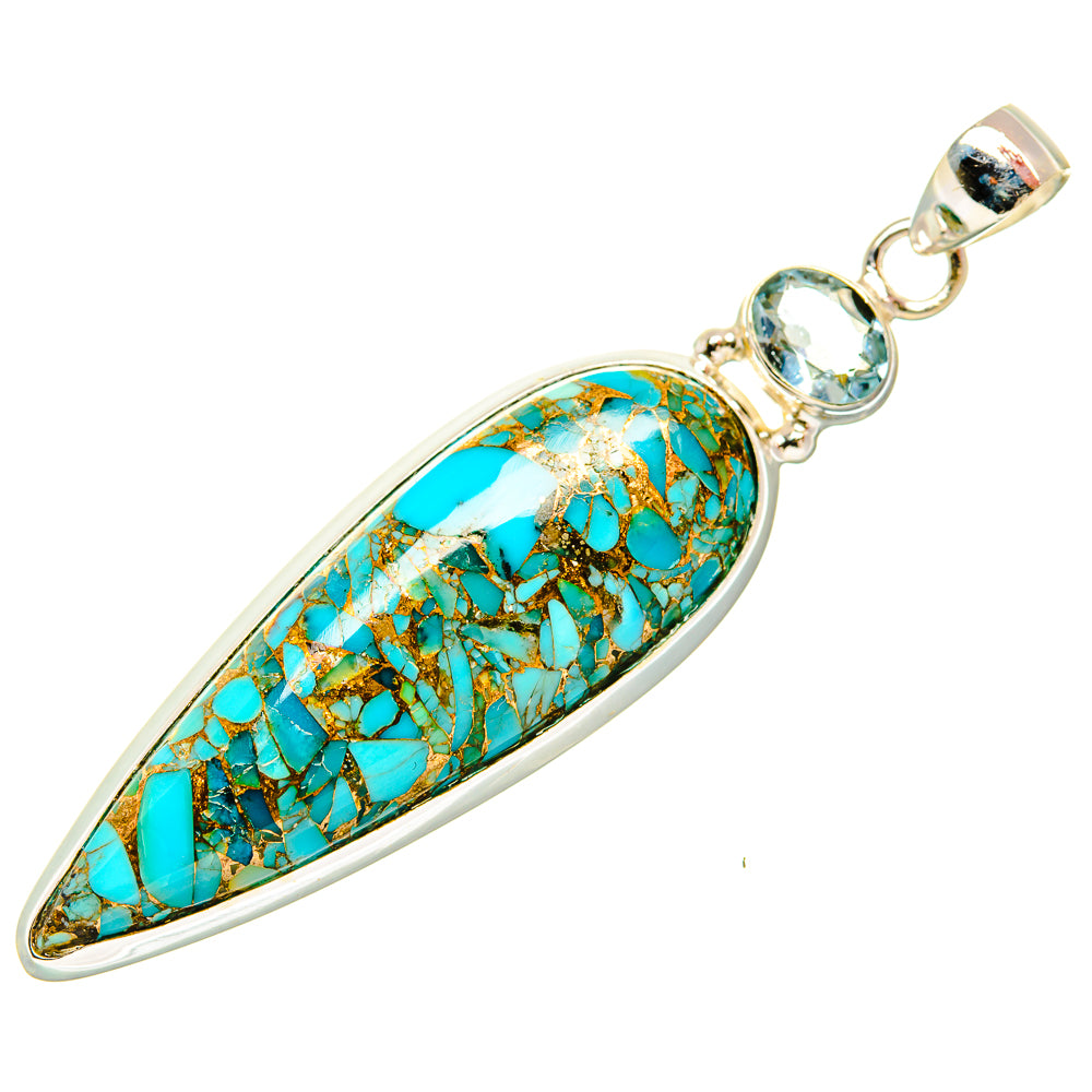 Blue Copper Composite Turquoise Pendants handcrafted by Anasilvercos - PD32898 - Photo 2