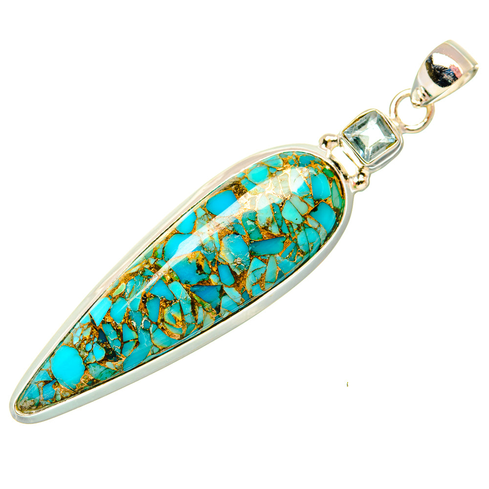 Blue Copper Composite Turquoise Pendants handcrafted by Anasilvercos - PD32900 - Photo 2