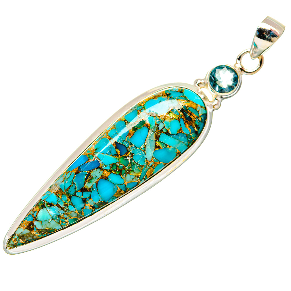 Blue Copper Composite Turquoise Pendants handcrafted by Anasilvercos - PD33006 - Photo 2