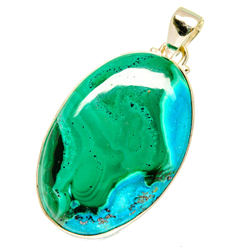 Malachite In Chrysocolla Pendants handcrafted by Anasilvercos - PD3306