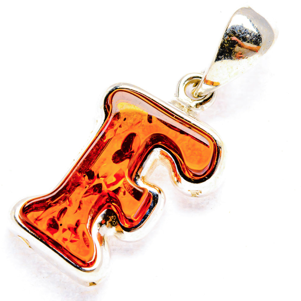 Baltic Amber Letter F Pendants handcrafted by Anasilvercos - PD33093 - Photo 2