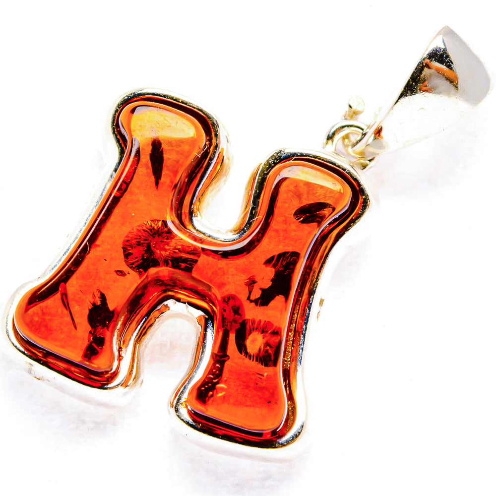 Baltic Amber Letter H Pendants handcrafted by Anasilvercos - PD33095 - Photo 2