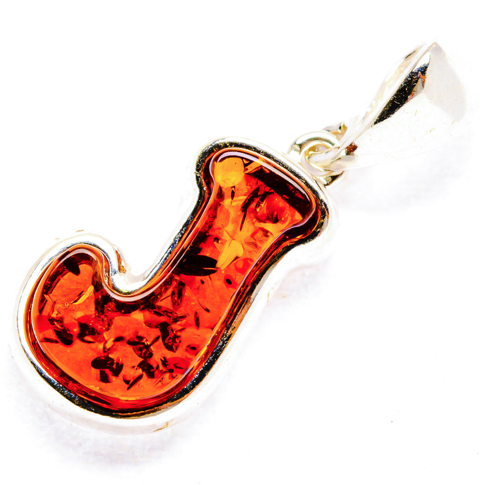 Baltic Amber Letter J Pendants handcrafted by Anasilvercos - PD33097 - Photo 2
