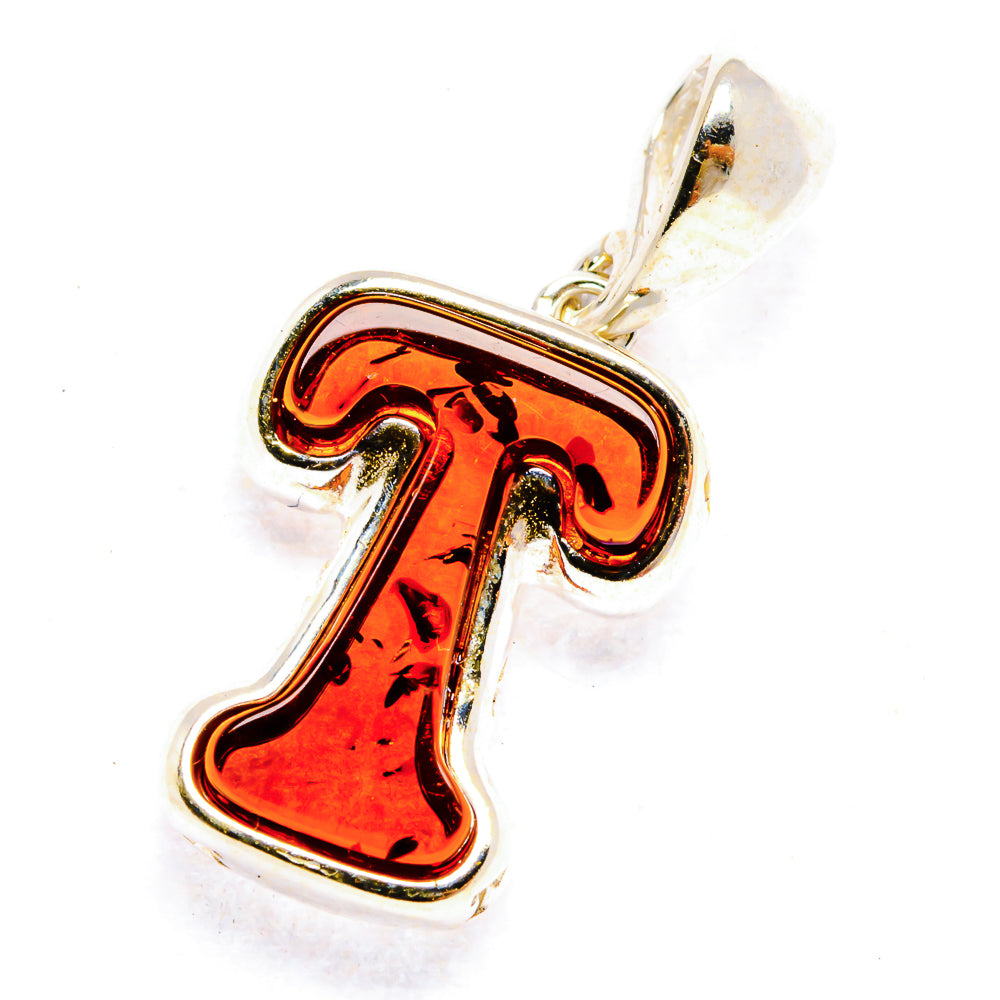 Baltic Amber Letter T Pendants handcrafted by Anasilvercos - PD33106 - Photo 2