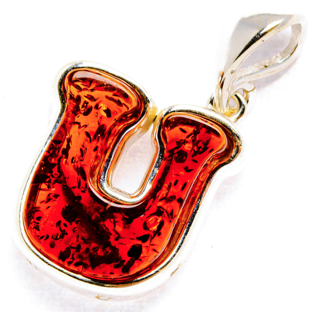 Baltic Amber Letter U Pendants handcrafted by Anasilvercos - PD33107 - Photo 2