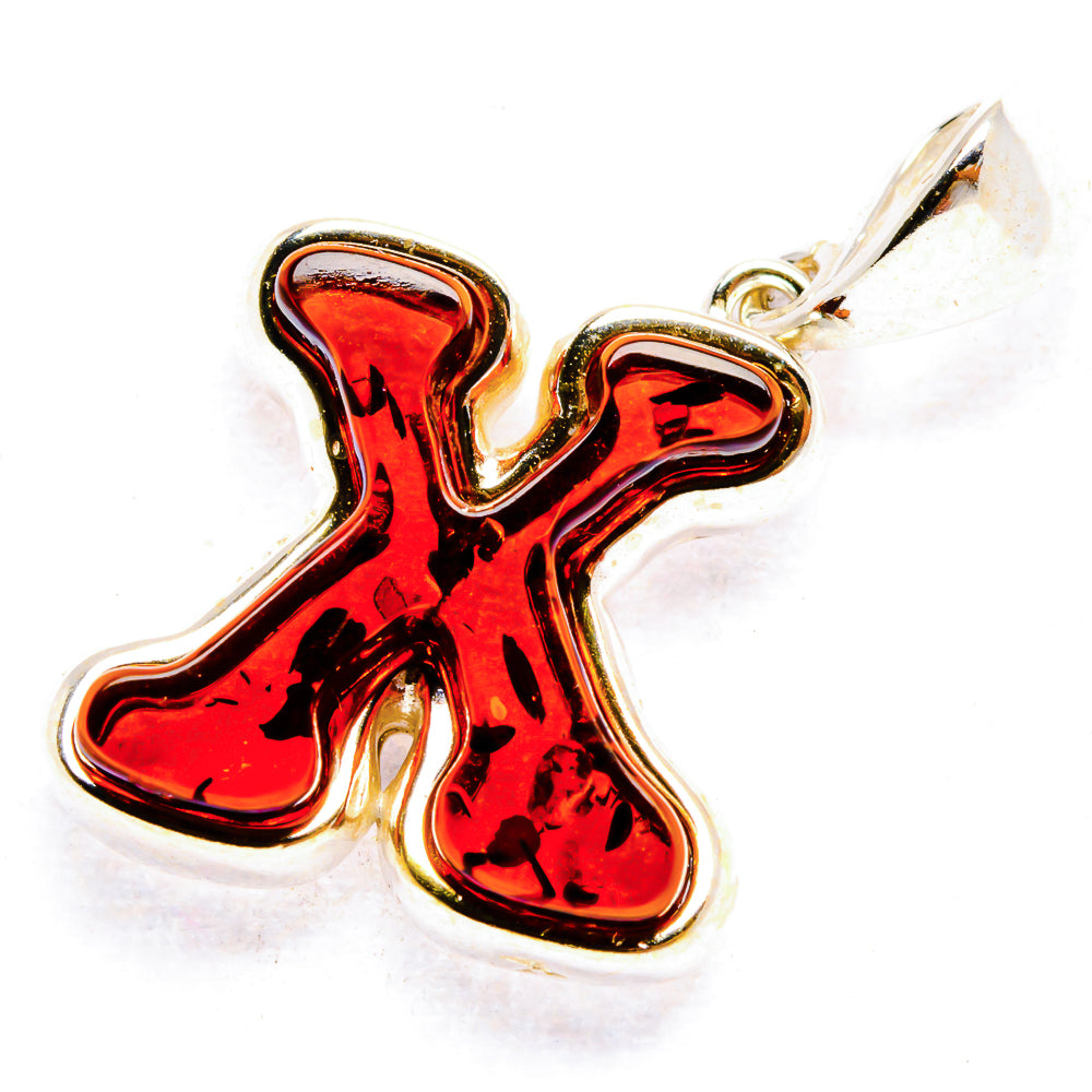 Baltic Amber Letter X Pendants handcrafted by Anasilvercos - PD33109 - Photo 2