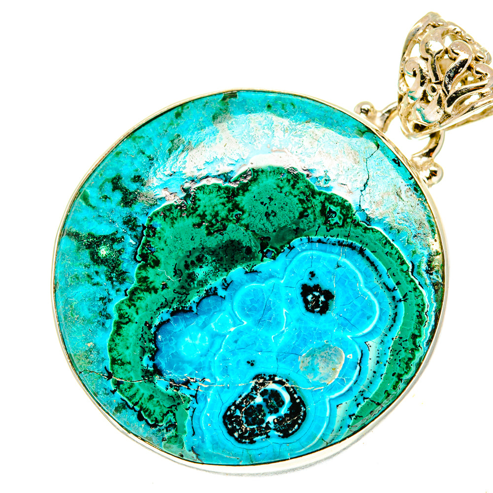 Malachite In Chrysocolla Pendants handcrafted by Anasilvercos - PD3334