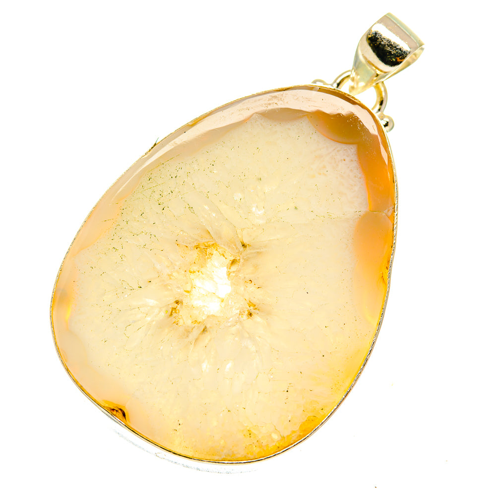 White Geode Slice Pendants handcrafted by Anasilvercos - PD3339