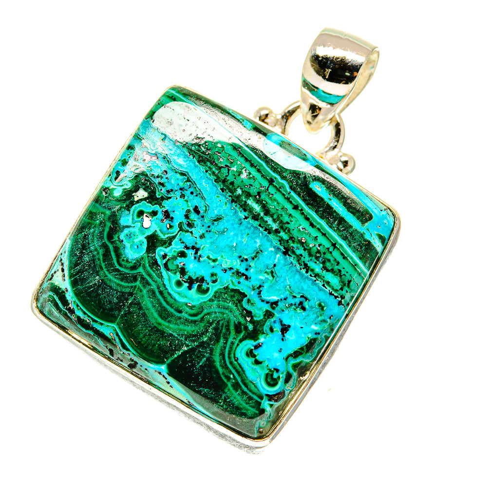 Malachite In Chrysocolla Pendants handcrafted by Anasilvercos - PD3346