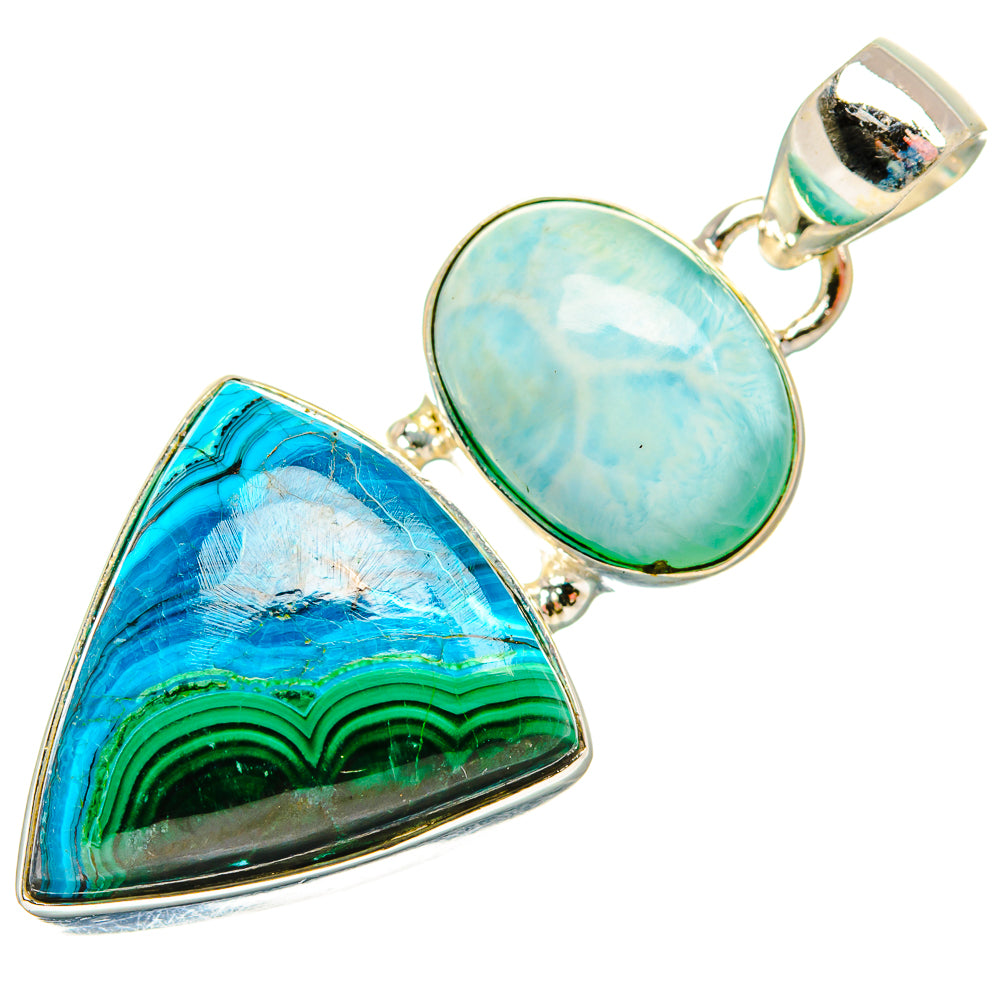 Malachite In Chrysocolla Pendants handcrafted by Anasilvercos - PD33544 - Photo 2