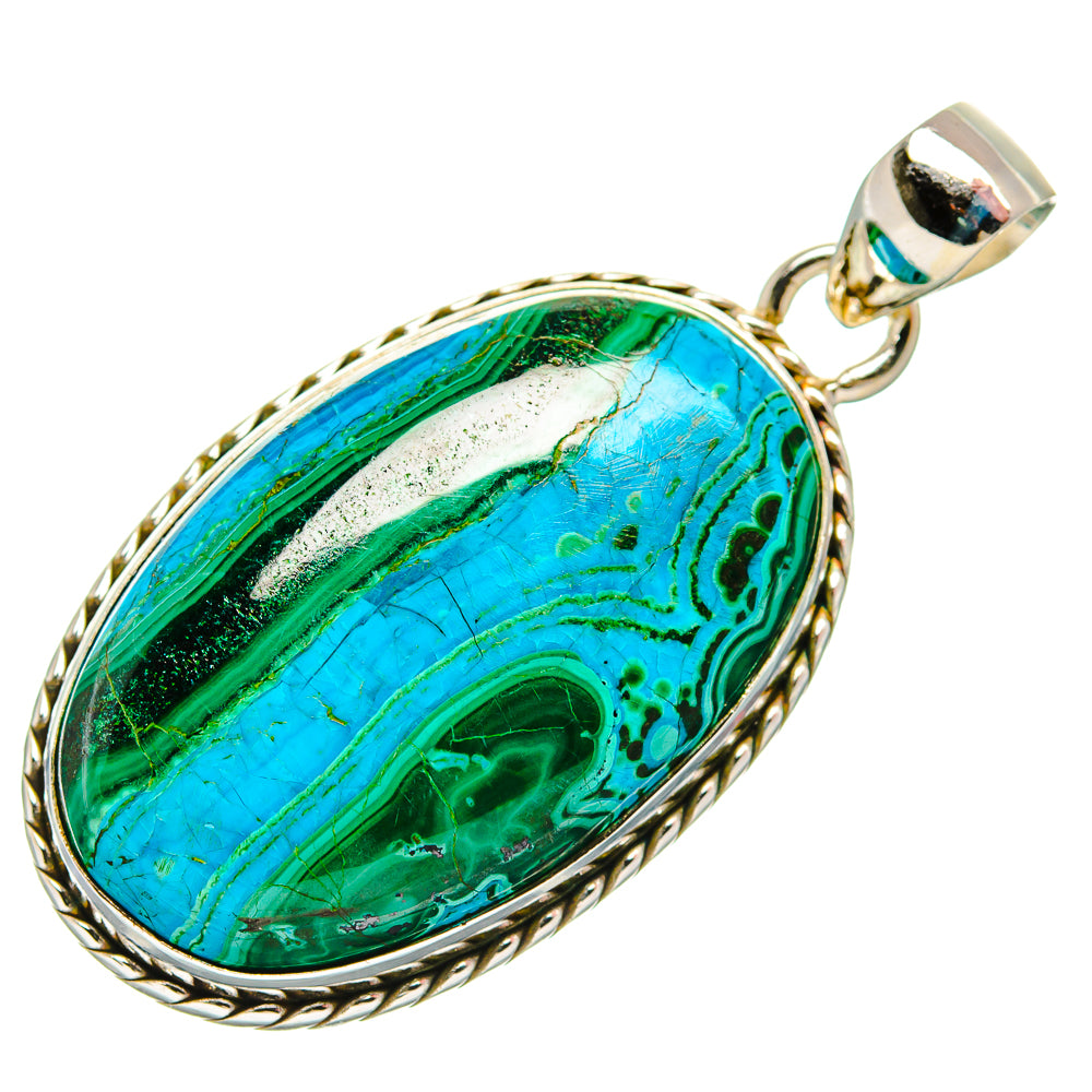 Malachite In Chrysocolla Pendants handcrafted by Anasilvercos - PD33634 - Photo 2