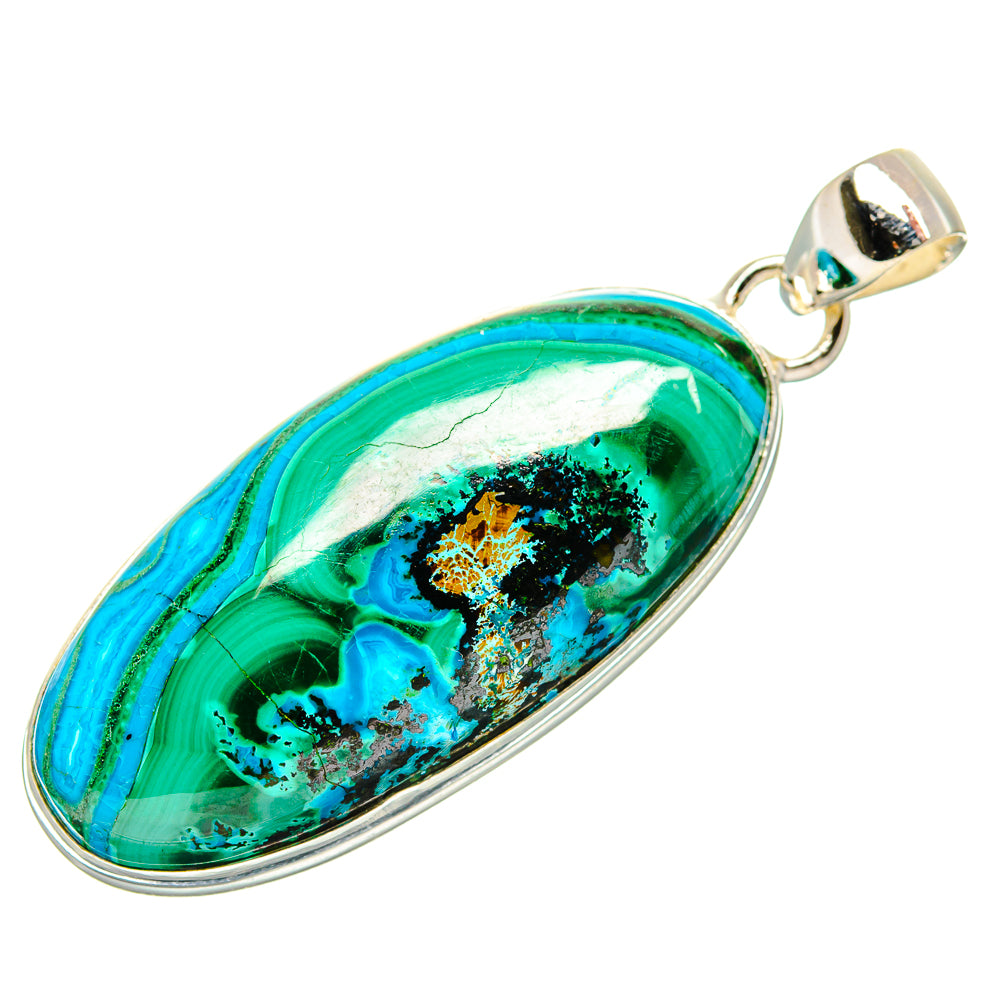 Malachite In Chrysocolla Pendants handcrafted by Anasilvercos - PD33647 - Photo 2