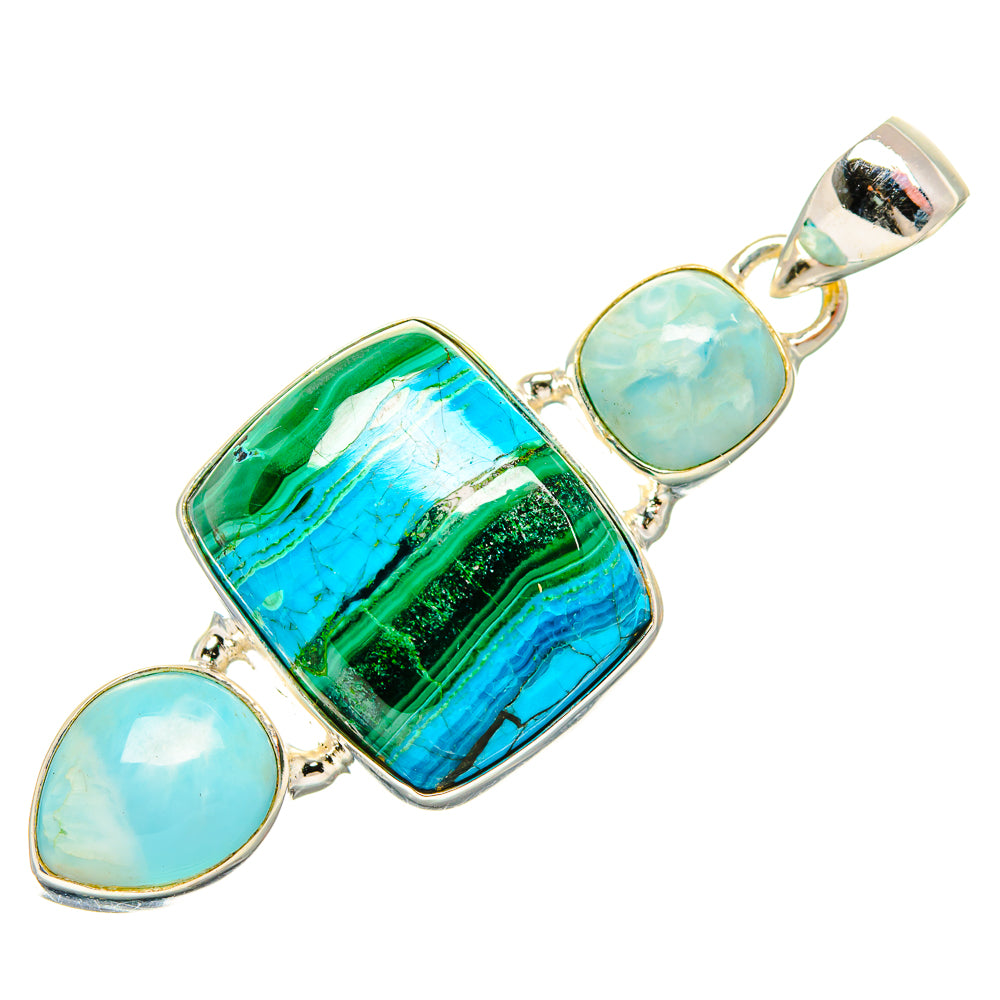 Malachite In Chrysocolla Pendants handcrafted by Anasilvercos - PD33677 - Photo 2