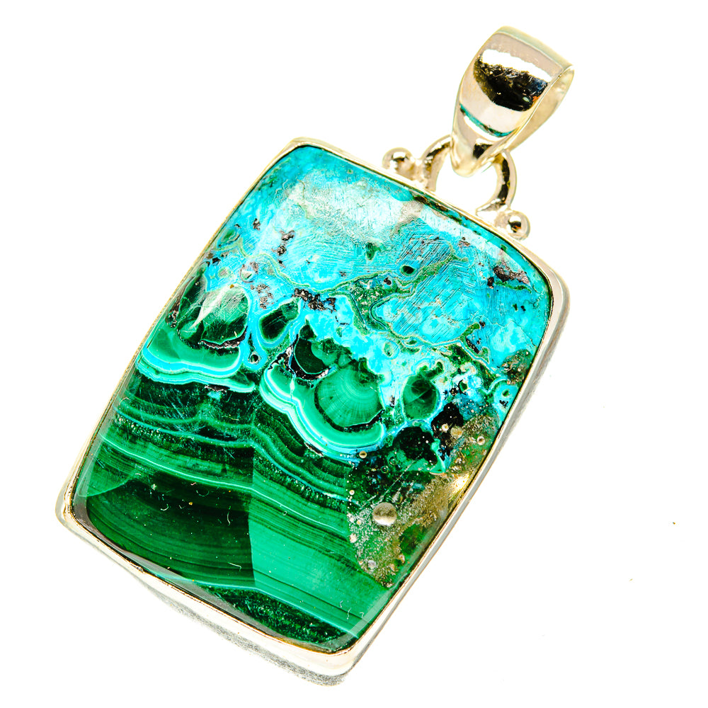 Malachite In Chrysocolla Pendants handcrafted by Anasilvercos - PD3370
