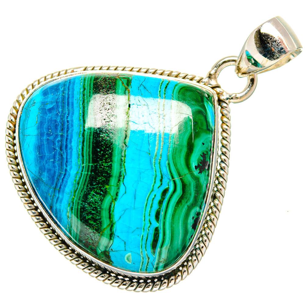 Malachite In Chrysocolla Pendants handcrafted by Anasilvercos - PD33751 - Photo 2