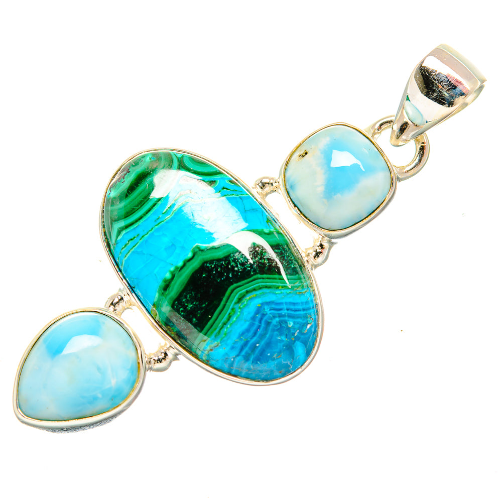 Malachite In Chrysocolla Pendants handcrafted by Anasilvercos - PD33758 - Photo 2