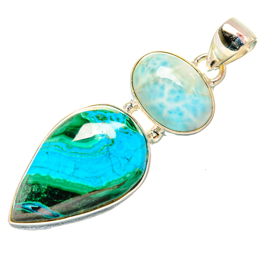 Malachite In Chrysocolla Pendants handcrafted by Anasilvercos - PD33760 - Photo 2