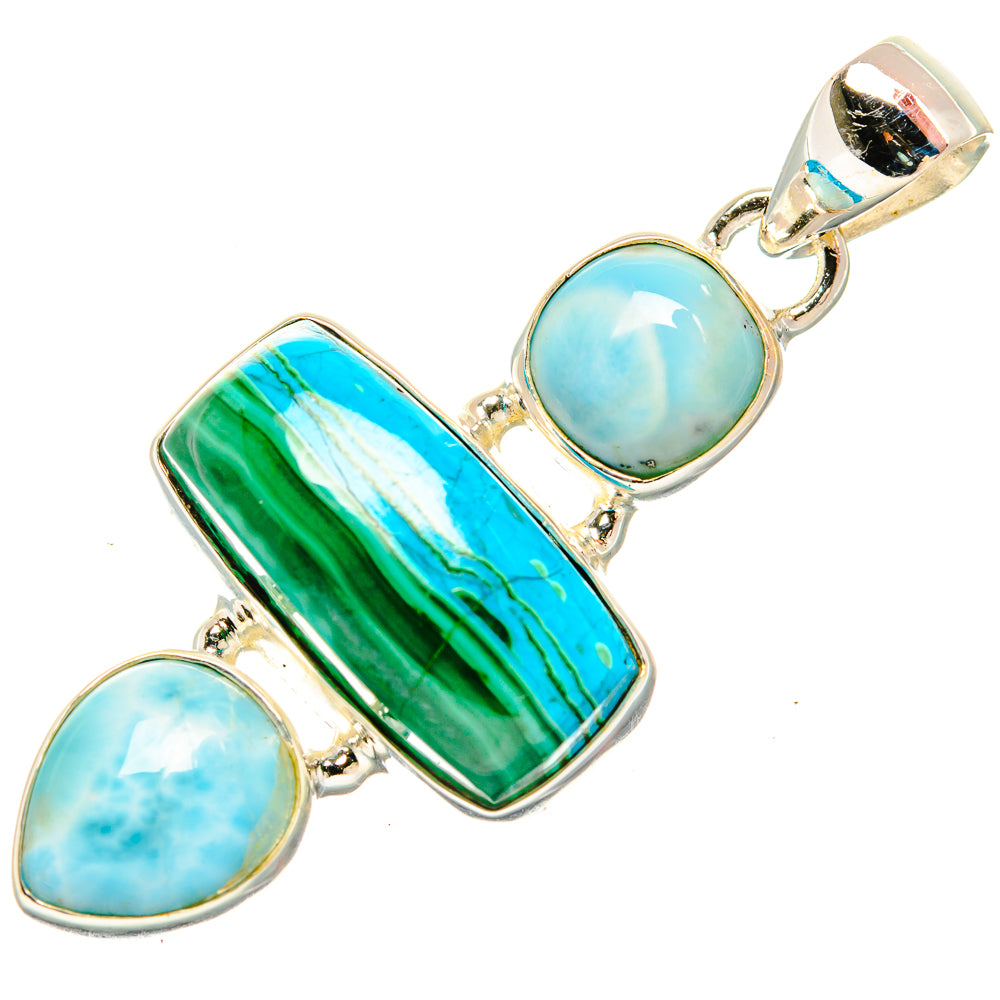 Malachite In Chrysocolla Pendants handcrafted by Anasilvercos - PD33764 - Photo 2