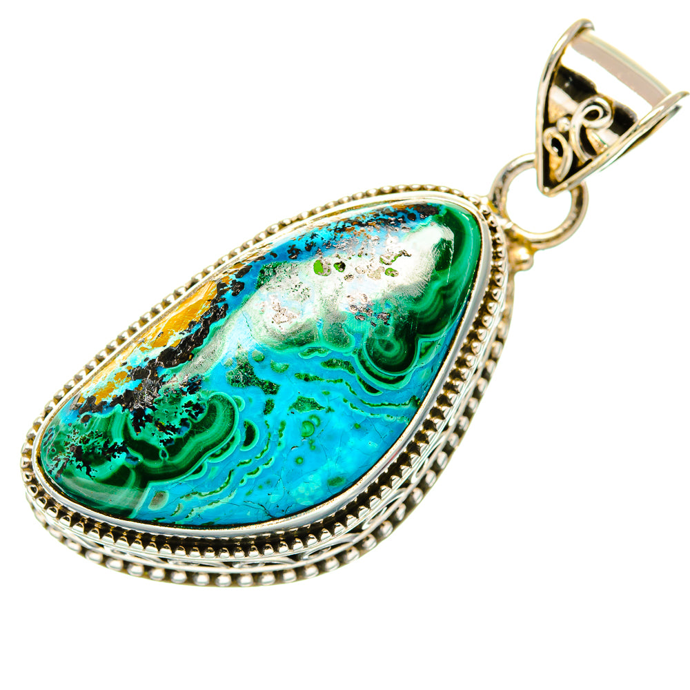 Malachite In Chrysocolla Pendants handcrafted by Anasilvercos - PD33834 - Photo 2