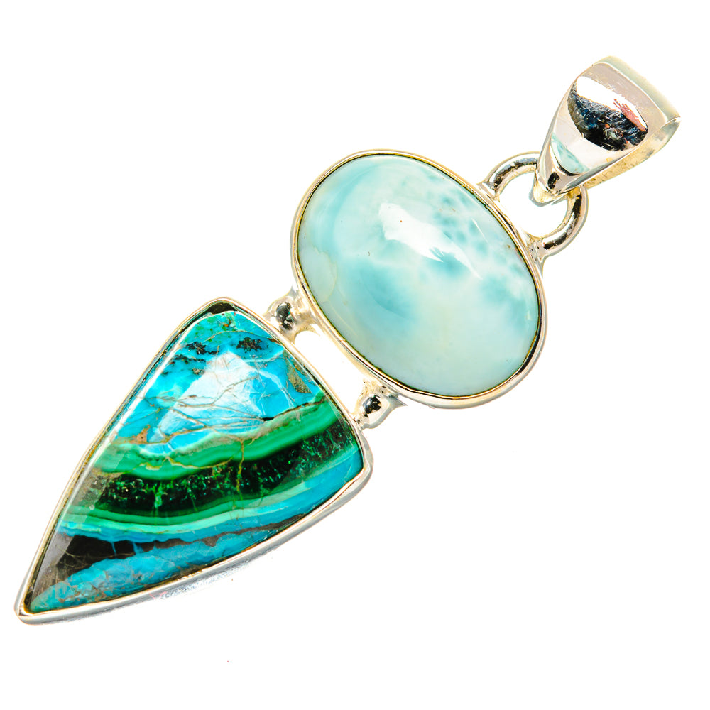Malachite In Chrysocolla Pendants handcrafted by Anasilvercos - PD33837 - Photo 2