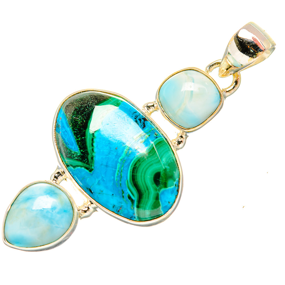 Malachite In Chrysocolla Pendants handcrafted by Anasilvercos - PD33861 - Photo 2
