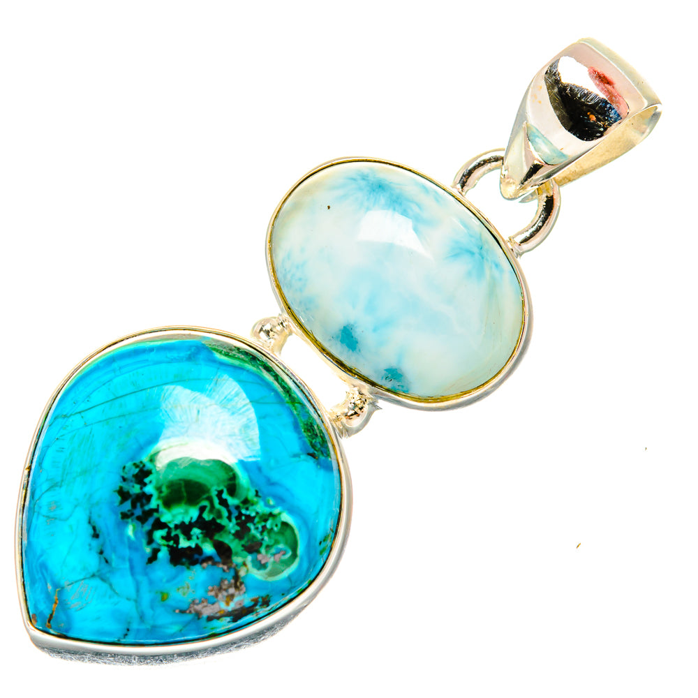 Malachite In Chrysocolla Pendants handcrafted by Anasilvercos - PD33865 - Photo 2