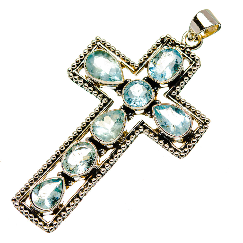 Blue Topaz Pendants handcrafted by Anasilvercos - PD33954 - Photo 2