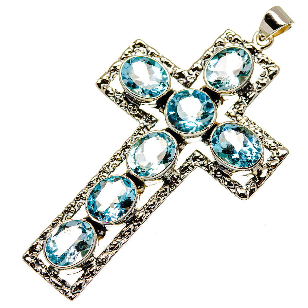 Blue Topaz Pendants handcrafted by Anasilvercos - PD33956 - Photo 2