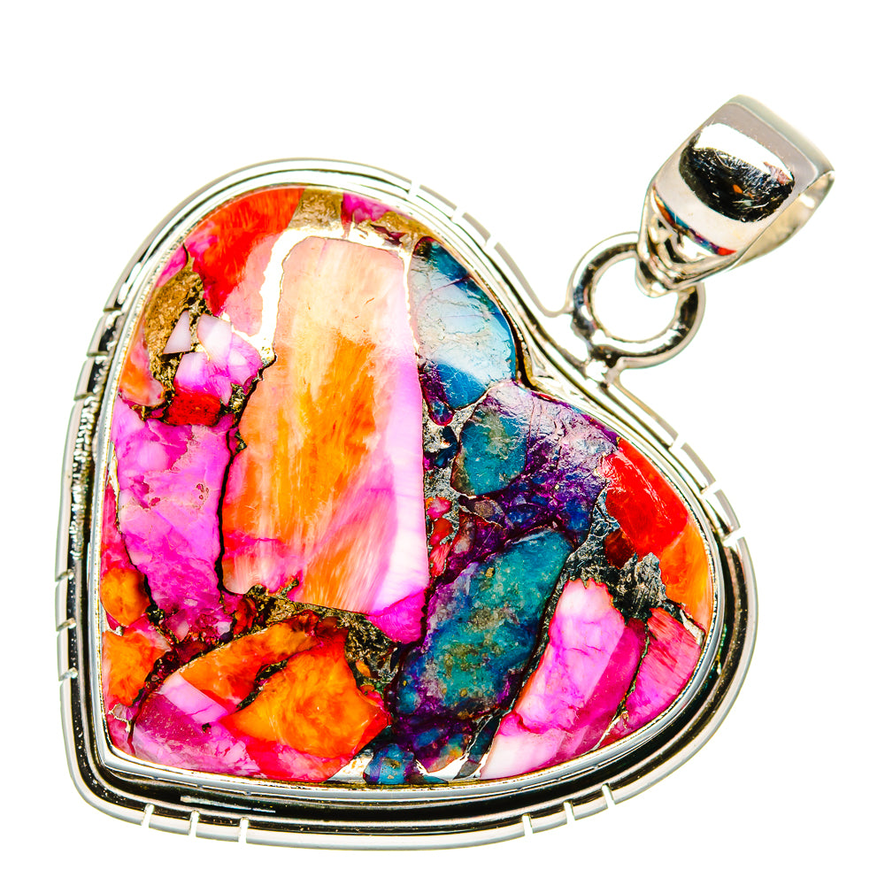 Kingman Pink Dahlia Turquoise Pendants handcrafted by Anasilvercos - PD33990 - Photo 2