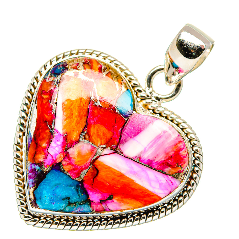 Kingman Pink Dahlia Turquoise Pendants handcrafted by Anasilvercos - PD33992 - Photo 2