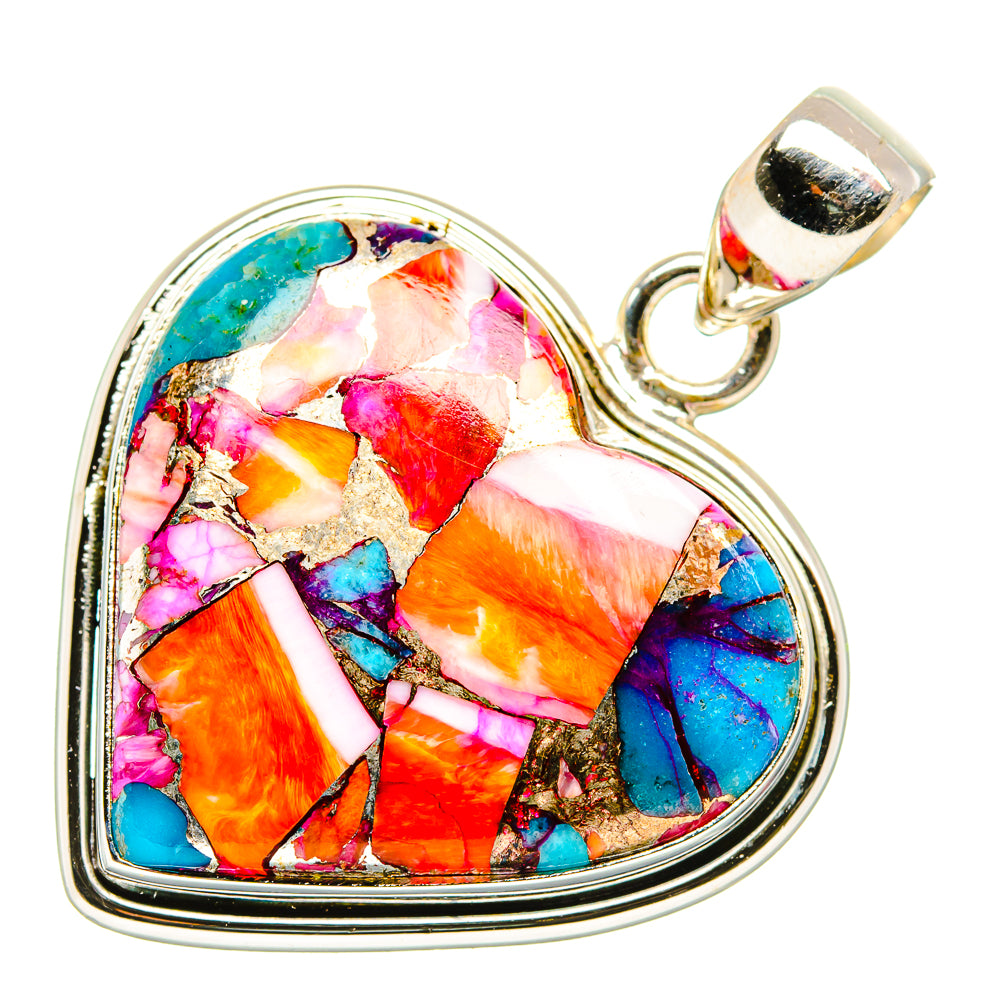 Kingman Pink Dahlia Turquoise Pendants handcrafted by Anasilvercos - PD33997 - Photo 2