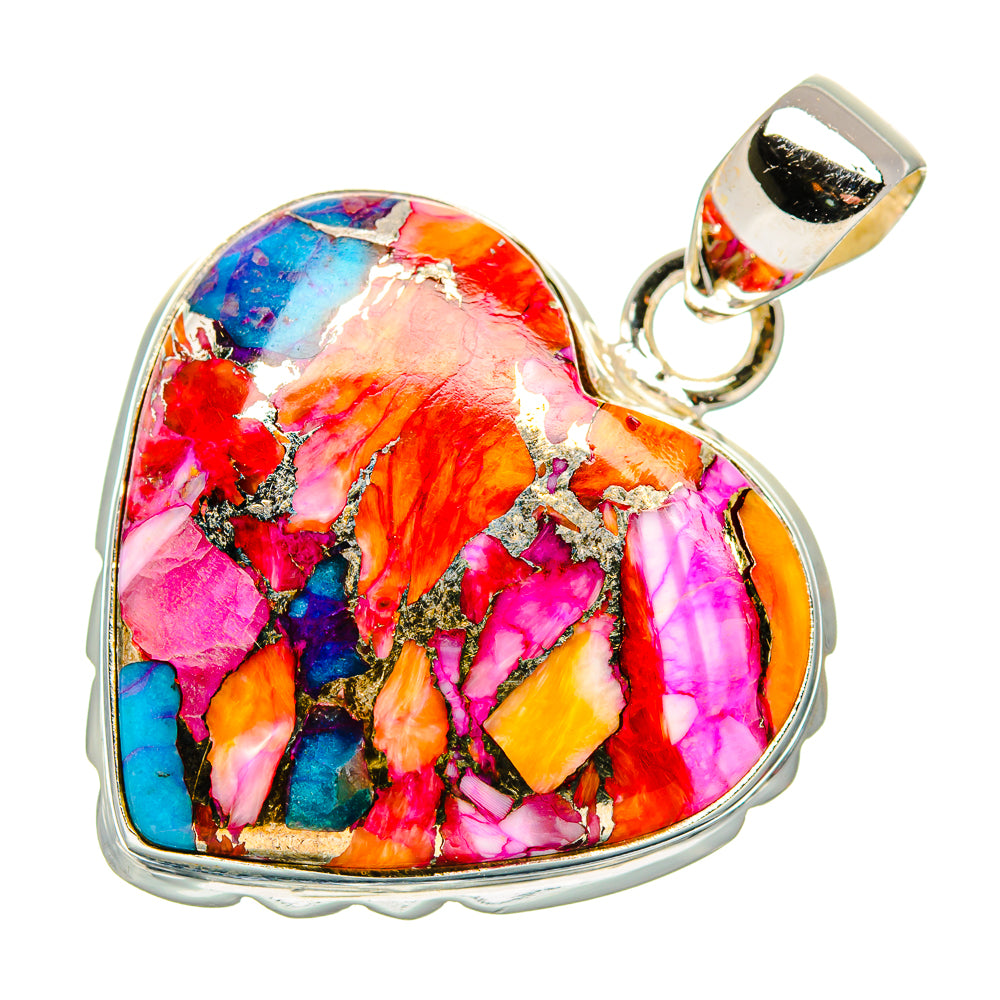 Kingman Pink Dahlia Turquoise Pendants handcrafted by Anasilvercos - PD34015 - Photo 2