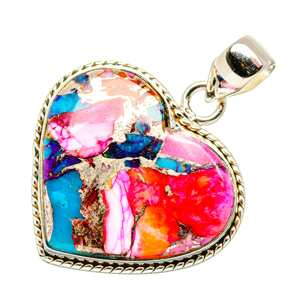 Kingman Pink Dahlia Turquoise Pendants handcrafted by Anasilvercos - PD34019 - Photo 2