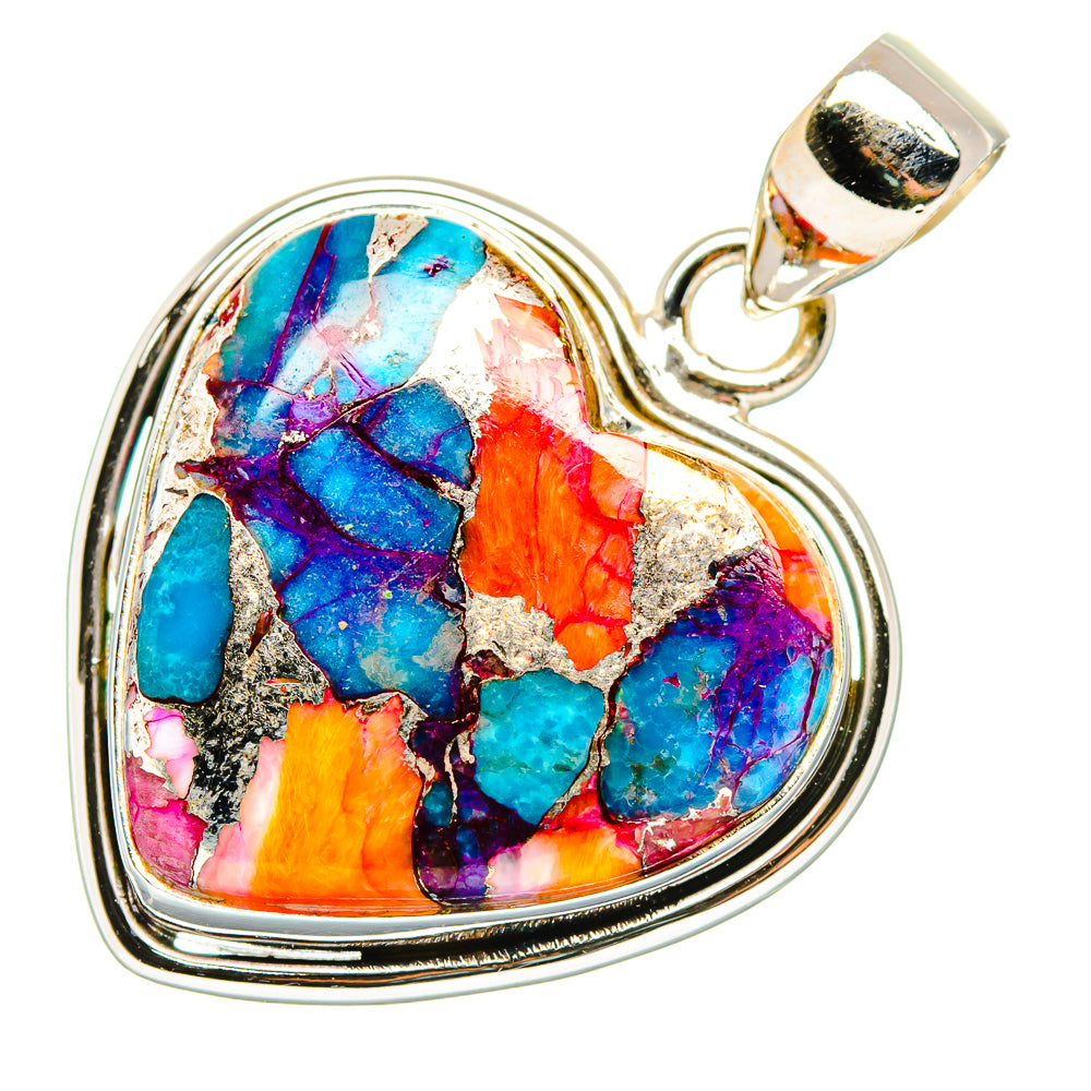 Kingman Pink Dahlia Turquoise Pendants handcrafted by Anasilvercos - PD34032 - Photo 2