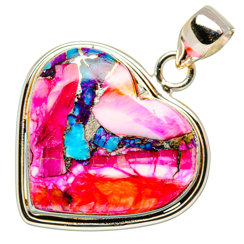 Kingman Pink Dahlia Turquoise Pendants handcrafted by Anasilvercos - PD34047 - Photo 2