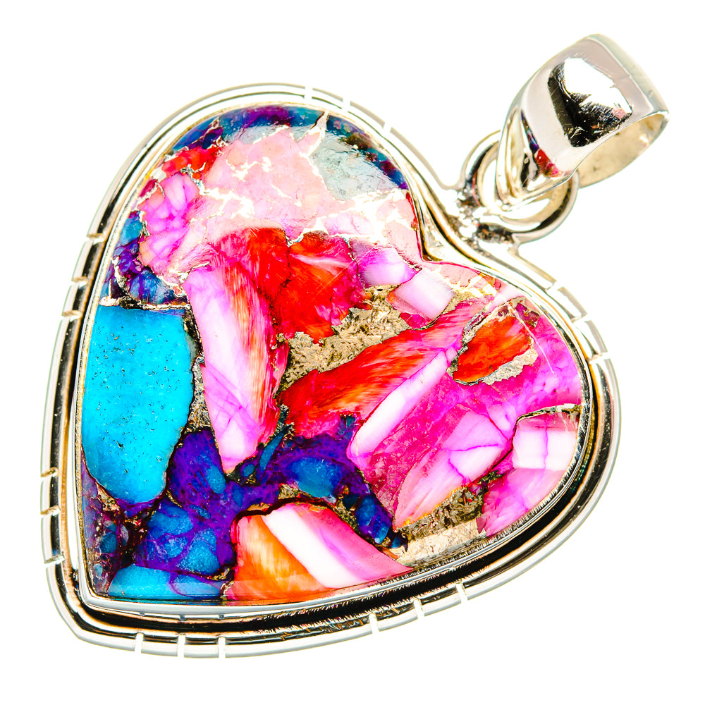 Kingman Pink Dahlia Turquoise Pendants handcrafted by Anasilvercos - PD34050 - Photo 2