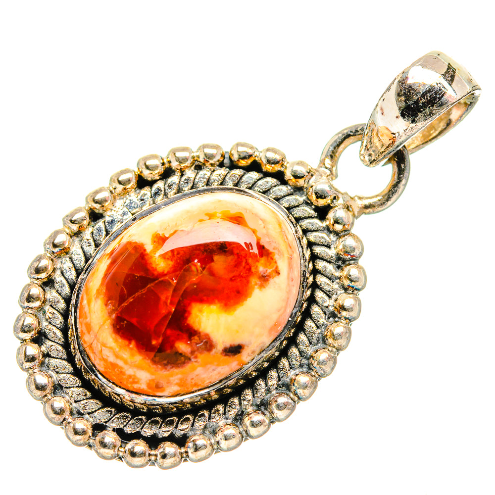 Mexican Fire Opal Pendants handcrafted by Anasilvercos - PD34056 - Photo 2
