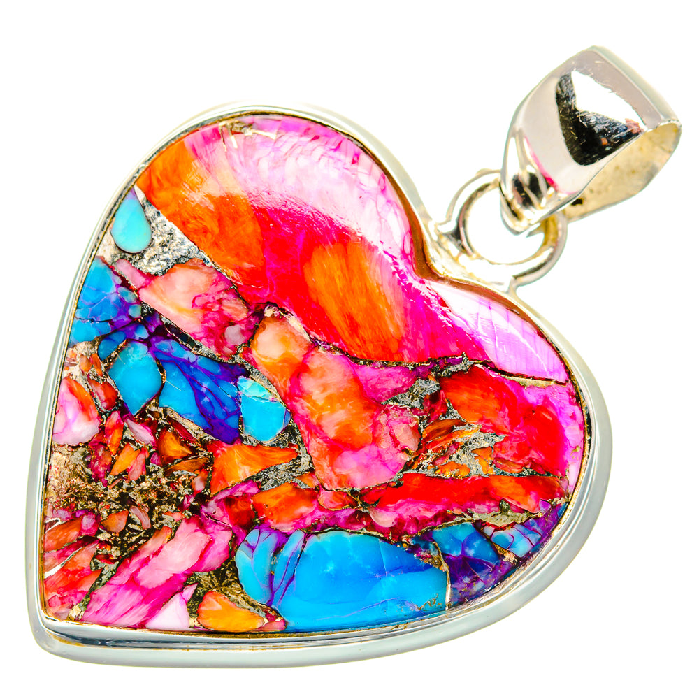 Kingman Pink Dahlia Turquoise Pendants handcrafted by Anasilvercos - PD34104 - Photo 2