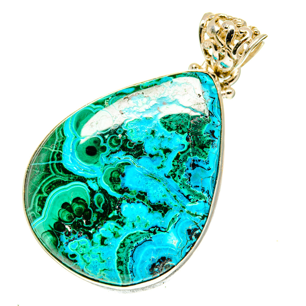 Malachite In Chrysocolla Pendants handcrafted by Anasilvercos - PD3413