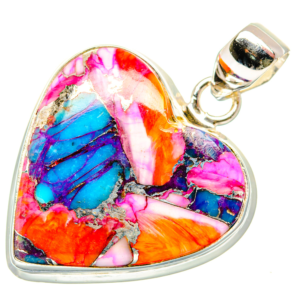 Kingman Pink Dahlia Turquoise Pendants handcrafted by Anasilvercos - PD34186 - Photo 2