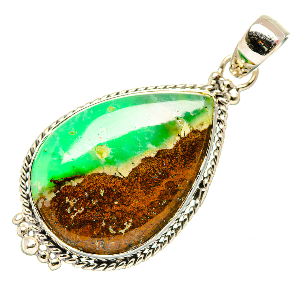 Boulder Chrysoprase Pendants handcrafted by Anasilvercos - PD34187 - Photo 2