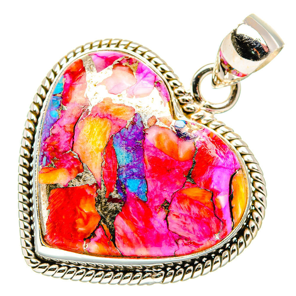 Kingman Pink Dahlia Turquoise Pendants handcrafted by Anasilvercos - PD34225 - Photo 2