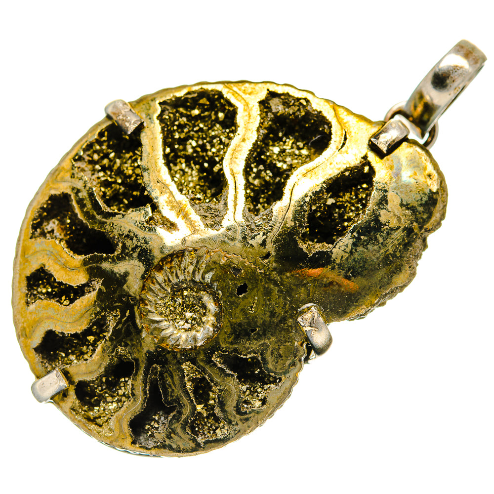 Pyrite Fossil Pendants handcrafted by Anasilvercos - PD34288 - Photo 2