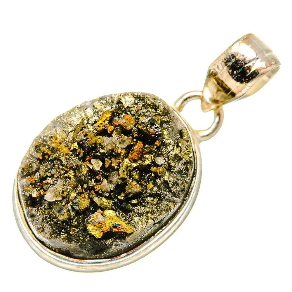 Spectro Pyrite Druzy Pendants handcrafted by Anasilvercos - PD34318 - Photo 2