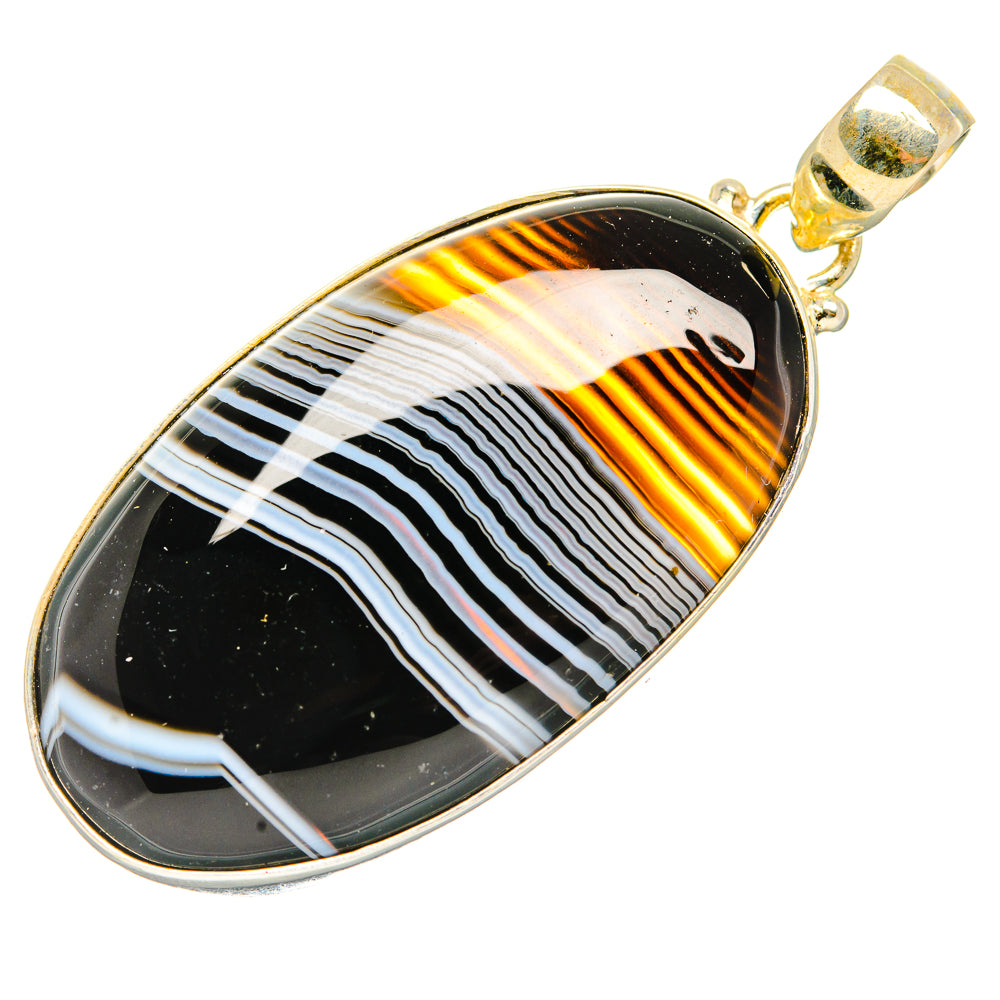 Black Botswana Agate Pendants handcrafted by Anasilvercos - PD34368 - Photo 2