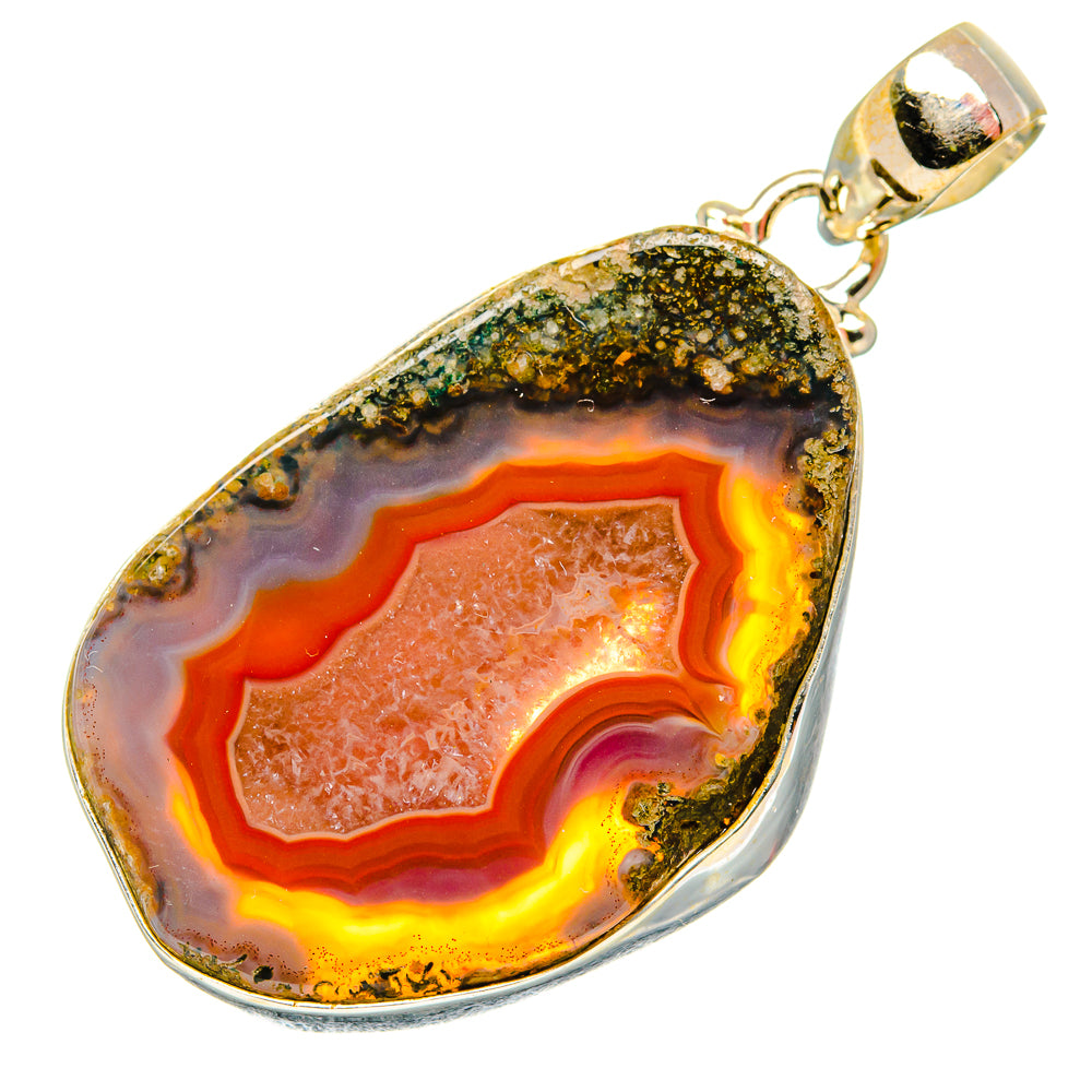 Red Geode Slice Pendants handcrafted by Anasilvercos - PD34381 - Photo 2