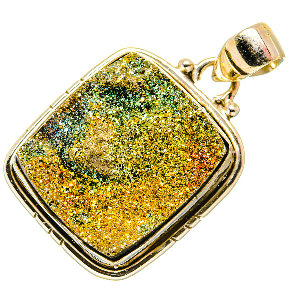 Spectro Pyrite Druzy Pendants handcrafted by Anasilvercos - PD34399 - Photo 2